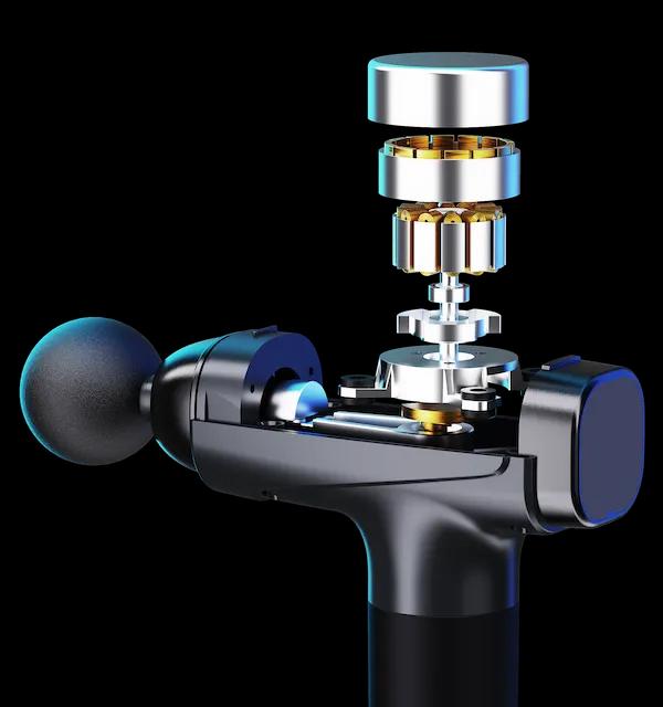 Interne technologie van de Pace Recovery massage gun – krachtige motor en precisie-ontwerp.